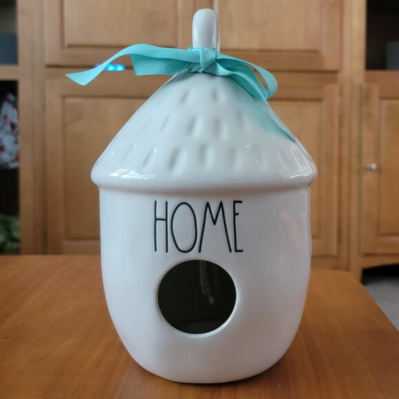 Rae Dunn "Home" Birdhouse - Tiki Style - Glazed Ceramic - Picture 2 of 5